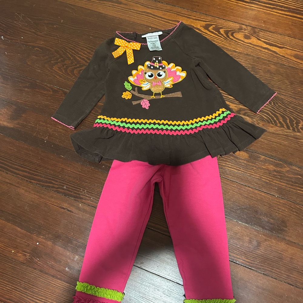 Bonnie Baby Thanksgiving Turkey Top with Orange Bow